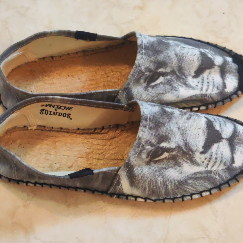 NEW, never worn Soludos We Are Handsome x Soludos lion print canvas  espadrilles